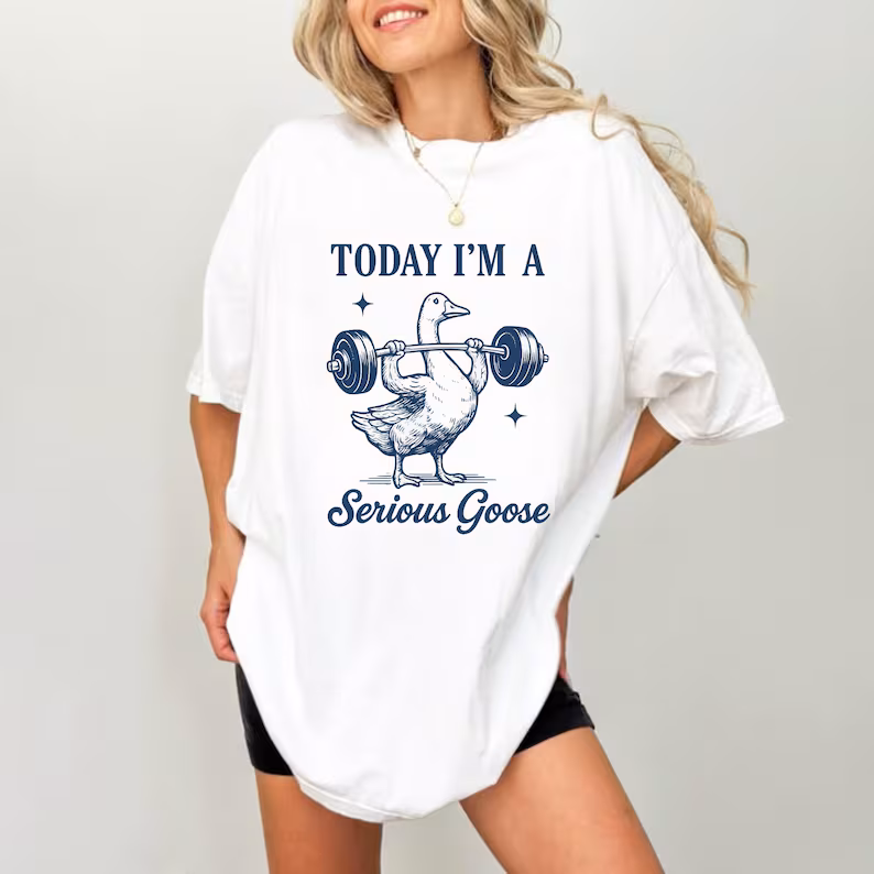 Serious Goose Weightlifting Shirt, Funny Gym Workout, Sarcastic Animal Lover Gift, Trainer Powerlifting Workout Silly Goose,Best Friend Gift