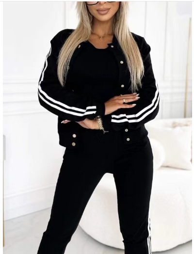 Cotton slim fit vest fashionable casual jacket three piece set