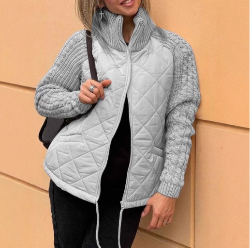 Fashion cardigan zipper long sleeved stand up collar women's coat cotton jacket