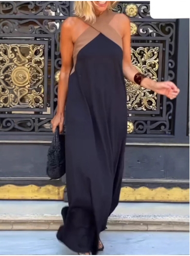 Women's temperament long skirt cross sexy back dress