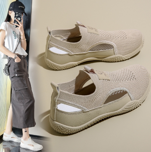 Casual hollow out versatile flying woven women's shoes