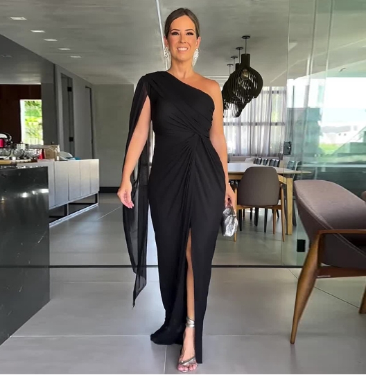 Women's light mature style solid color fashionable raglan sleeve slit dress