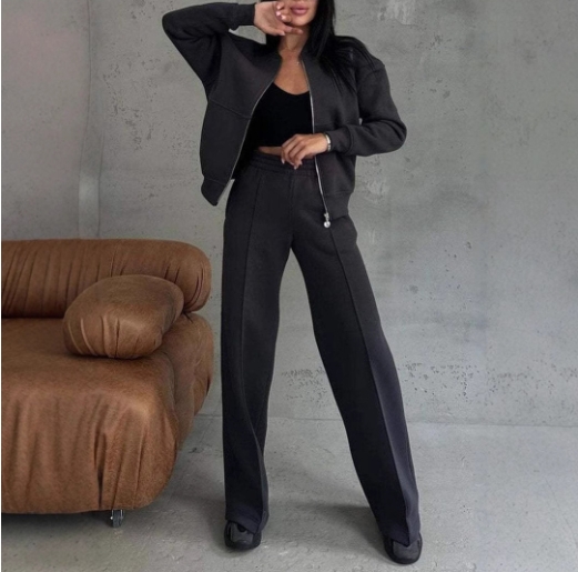 Spring and Autumn hoodie trend, fashionable and casual zipper cardigan, long pants